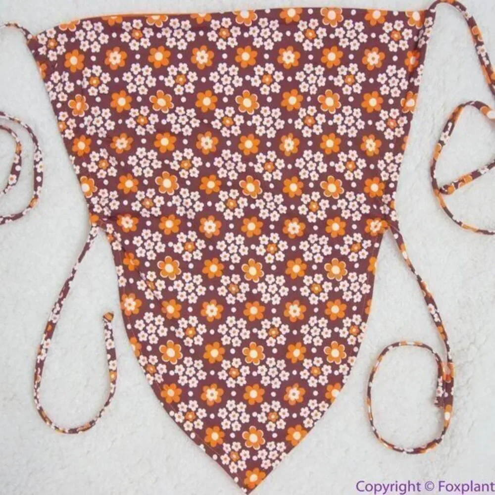 NEW Frankies Bikinis retro Indy floral halter cowl swim top,‎ S
